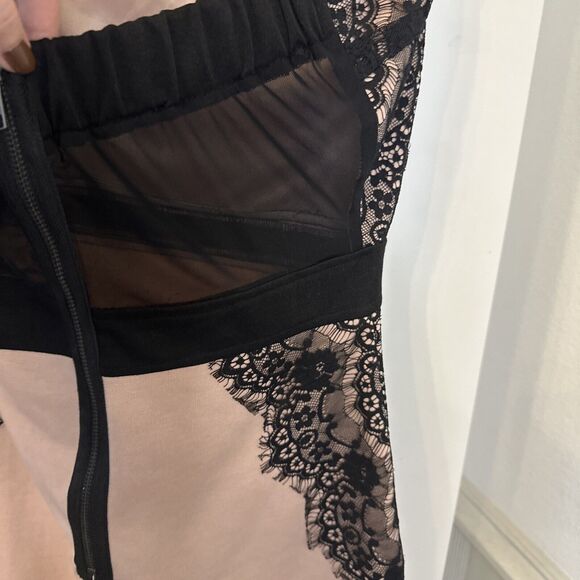 Dusty Rose & Black Lace Strapless Short Party Dress Womens juniors Large - Picture 8 of 11